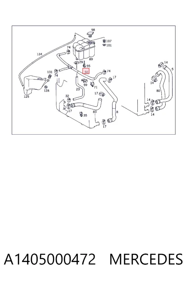 Manguera radiador A1405000472 Mercedes