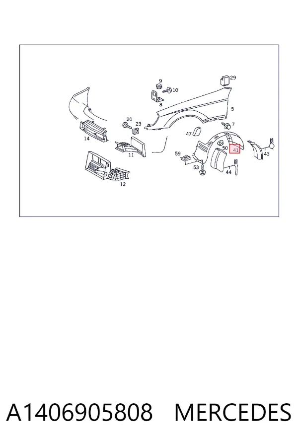 Guardalodos delantero izquierdo A1406905808 Mercedes