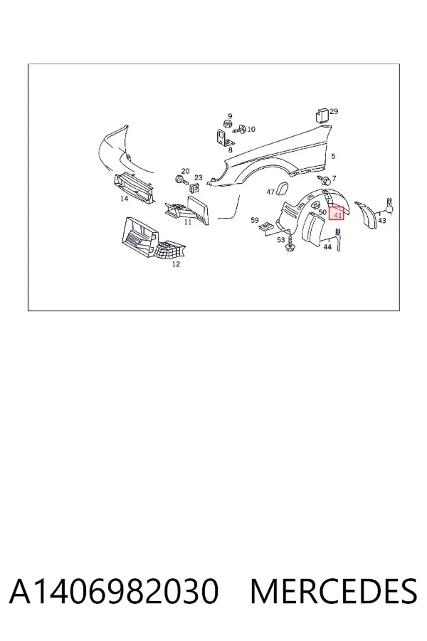 Guardalodos delantero izquierdo A1406982030 Mercedes