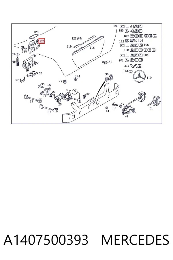 Cerradura de maletero A1407500393 Mercedes