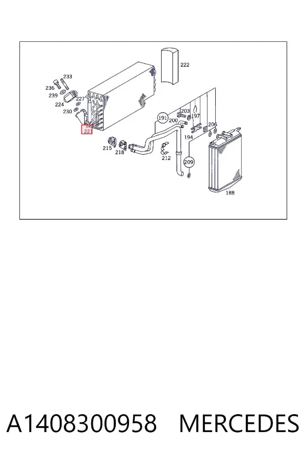 Evaporador de aire acondicionado A1408300958 Mercedes