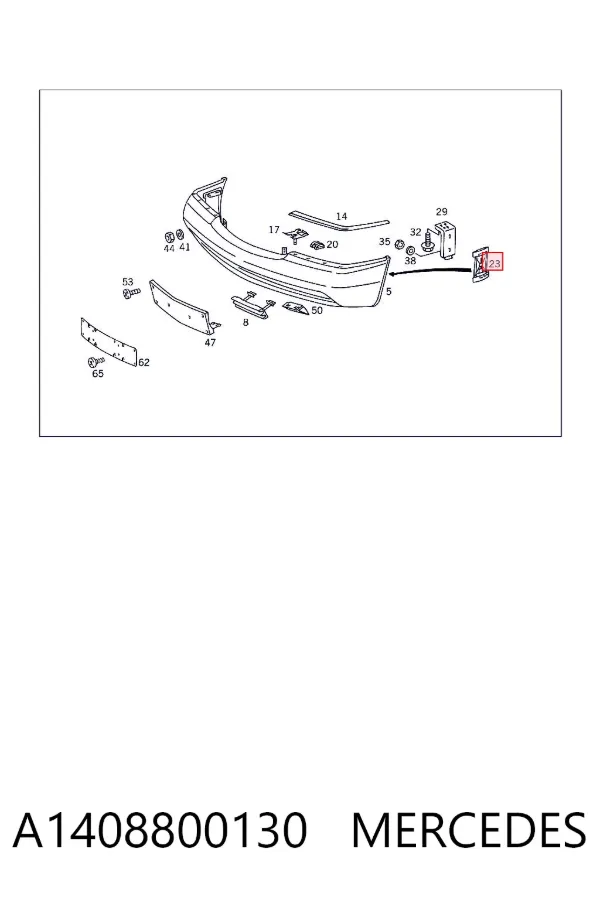 Soporte de parachoques delantero izquierdo A1408800130 Mercedes