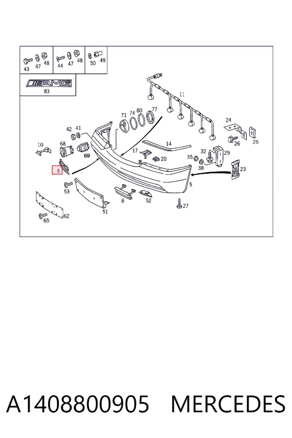 Tapa del gancho de remolque del parachoques delantero izquierdo A1408800905 Mercedes