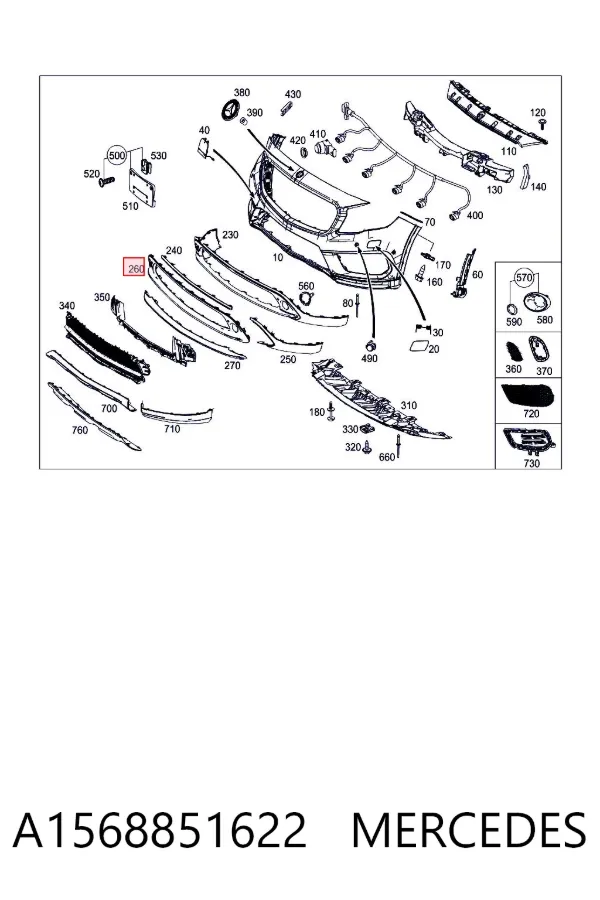 Protector para parachoques A1568851622 Mercedes