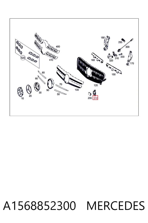Soporte del radar de control de crucero (distronic) A1568852300 Mercedes