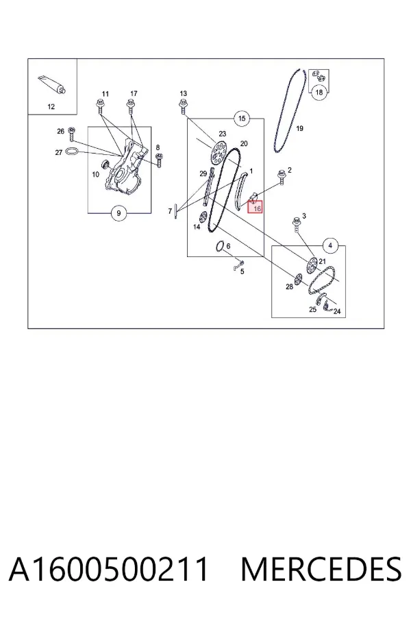 Tensor de cadena de distribución A1600500211 Mercedes