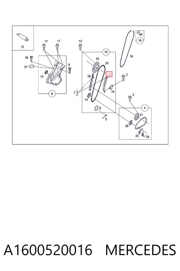 Guía del tensor de la cadena de distribución A1600520016 Mercedes