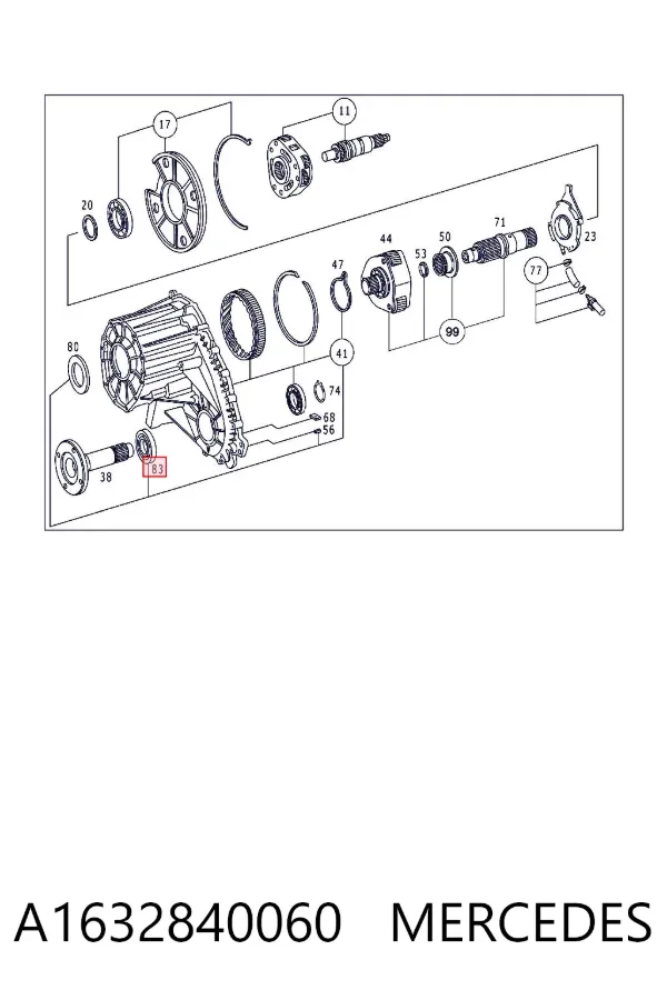 Retén de salida trasero de la caja de transferencia A1632840060 Mercedes