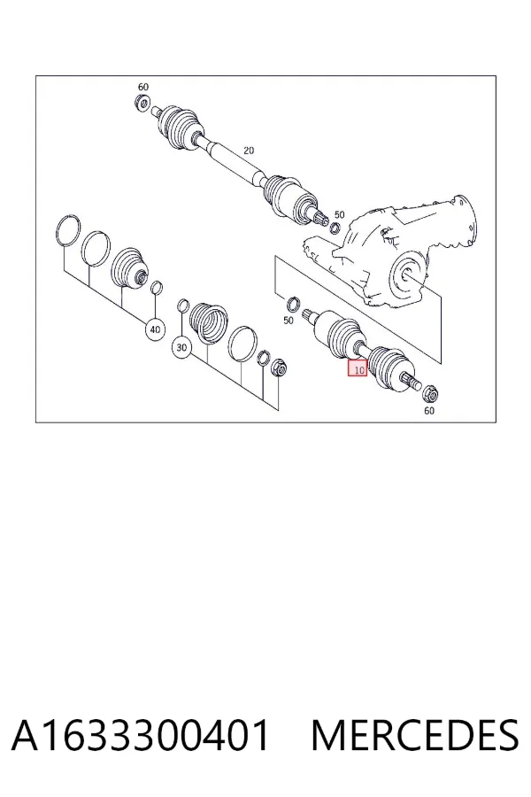 Semieje delantero izquierdo A1633300401 Mercedes