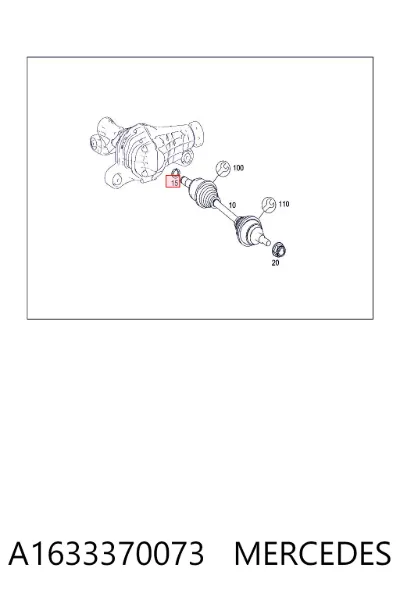 Anillo de retención del rodamiento del semieje trasero MERCEDES A1633370073
