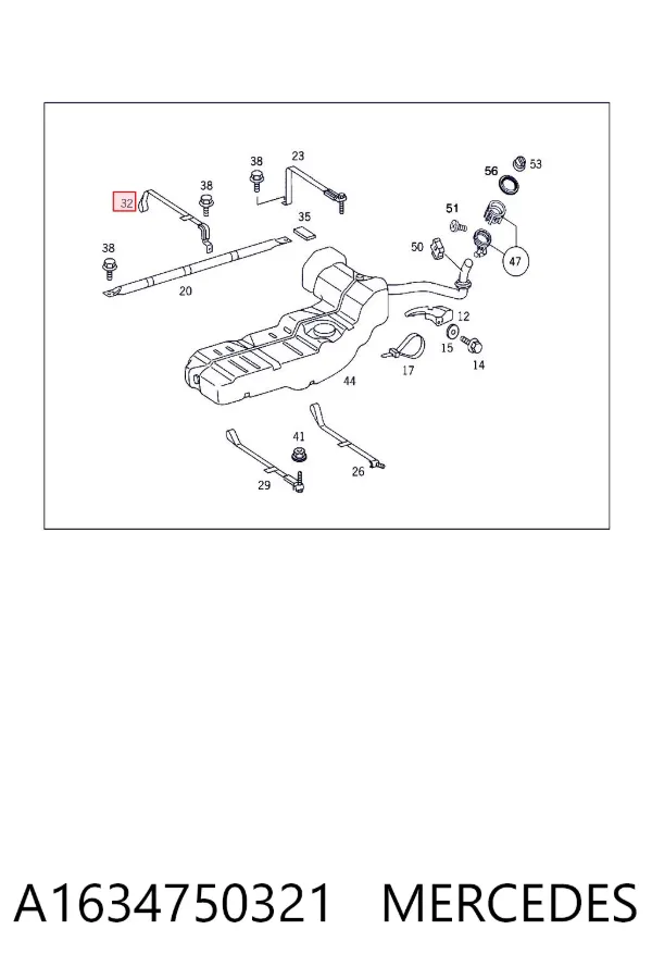 Soporte del tanque de combustible A1634750321 Mercedes