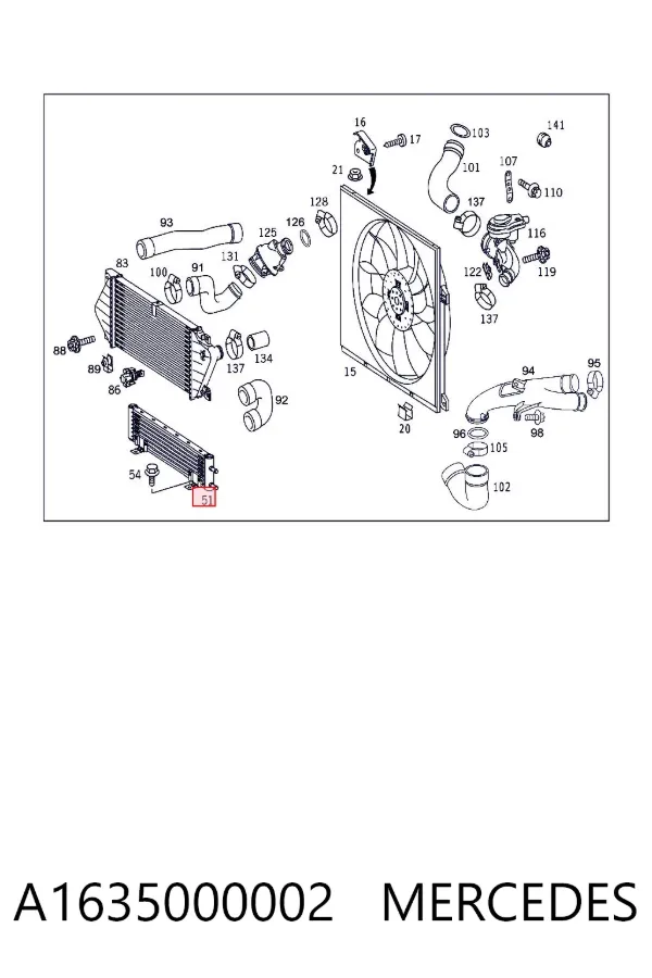 Radiador de dirección asistida A1635000002 Mercedes