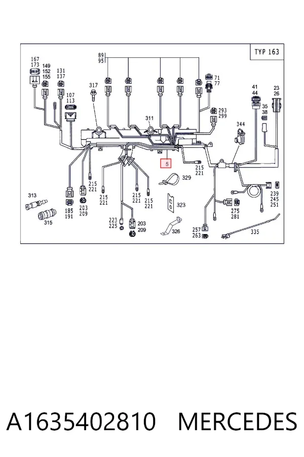 Mazo de cables del compartimiento del motor A1635402810 Mercedes