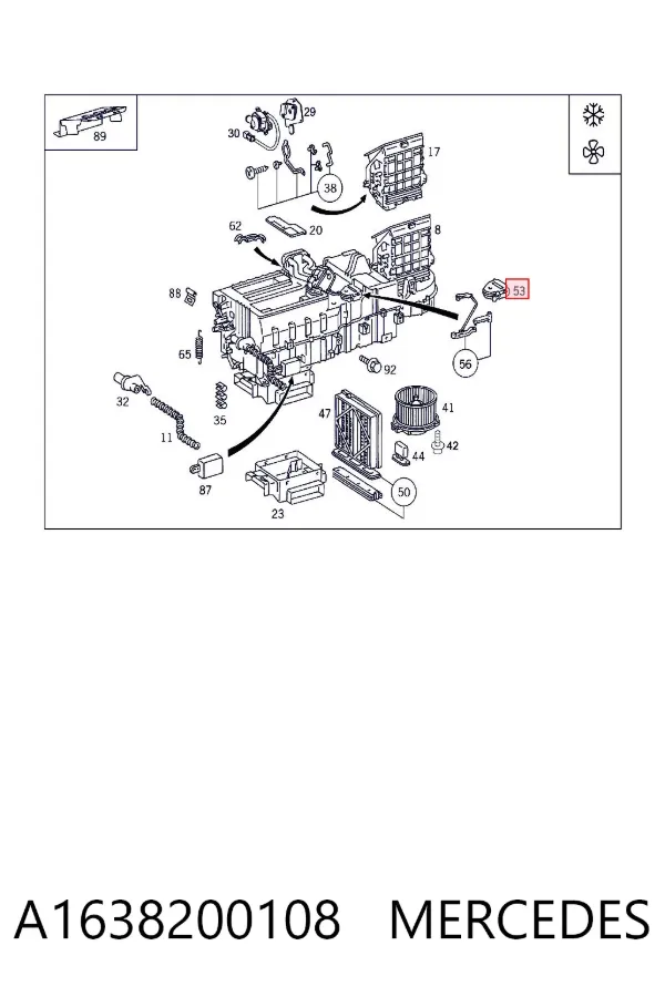 Actuador de compuerta de la calefacción A1638200108 Mercedes