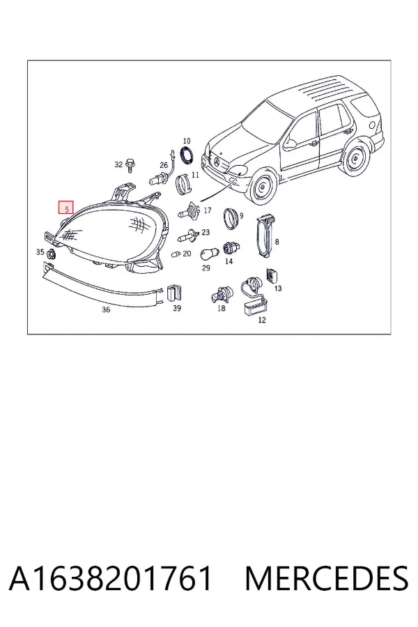 Faro izquierdo A1638201761 Mercedes