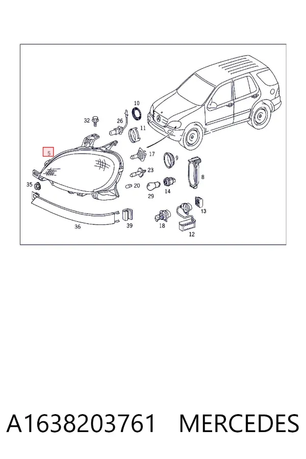 Faro izquierdo A1638203761 Mercedes