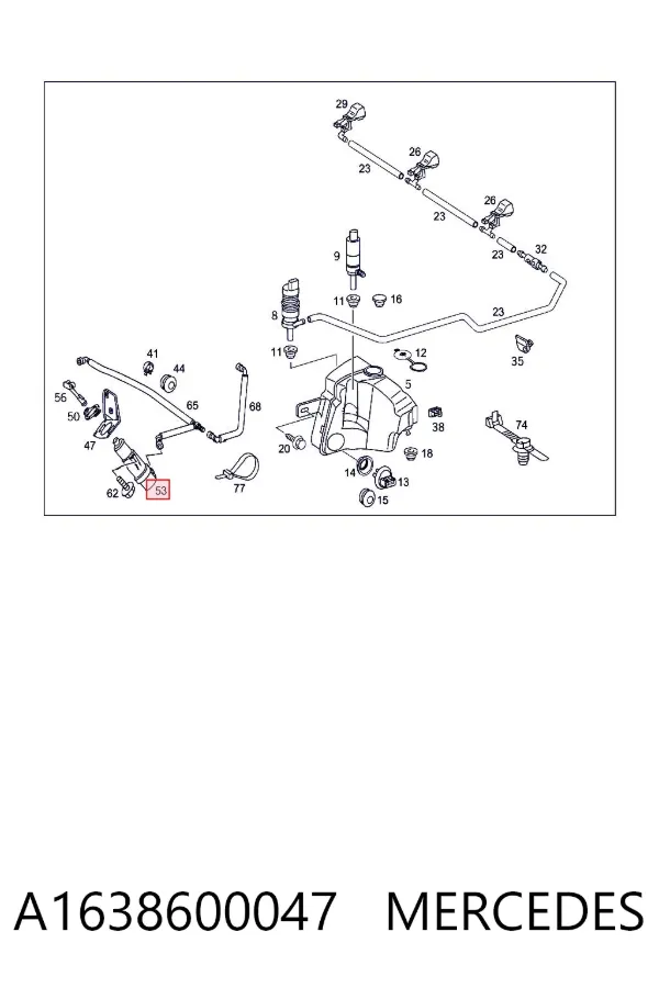 Tobera del lavador de faro delantero derecho A1638600047 Mercedes