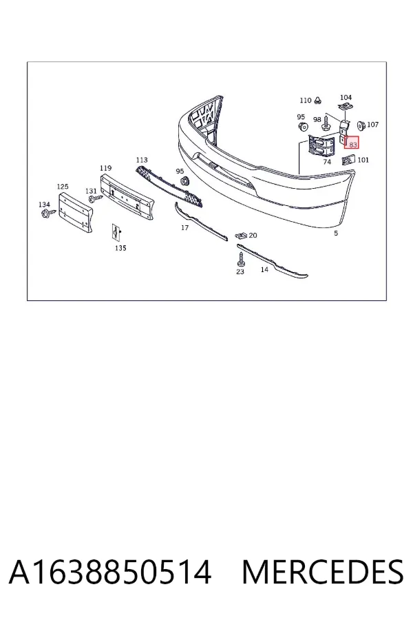 Soporte de parachoques delantero izquierdo A1638850514 Mercedes