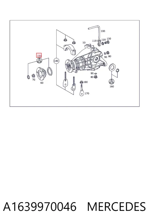 Retén del piñón del diferencial delantero A1639970046 Mercedes
