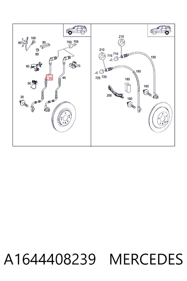 Sensor de desgaste de las pastillas de freno delanteras A1644408239 Mercedes