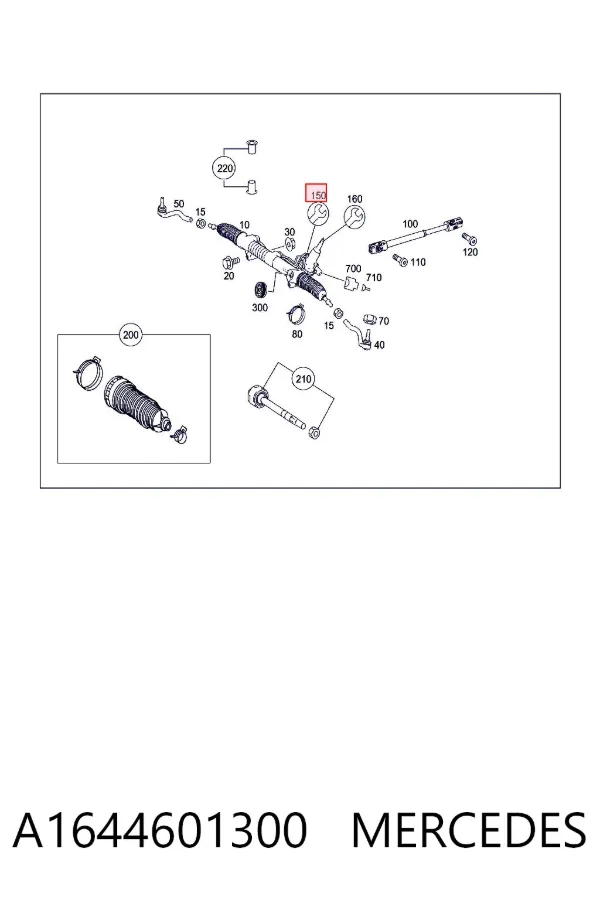 Kit de reparación, mecanismo dirección A1644601300 Mercedes