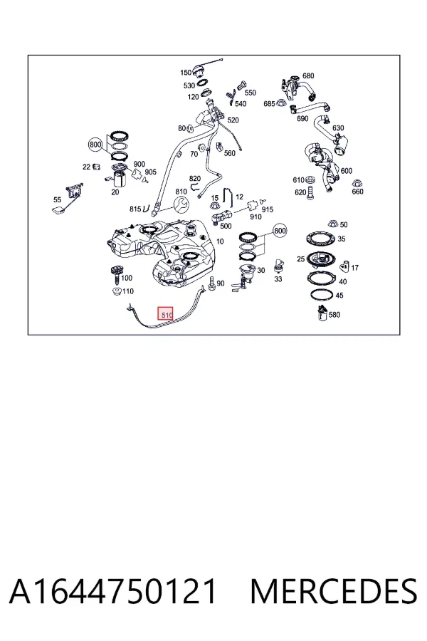 Soporte del tanque de combustible A1644750121 Mercedes