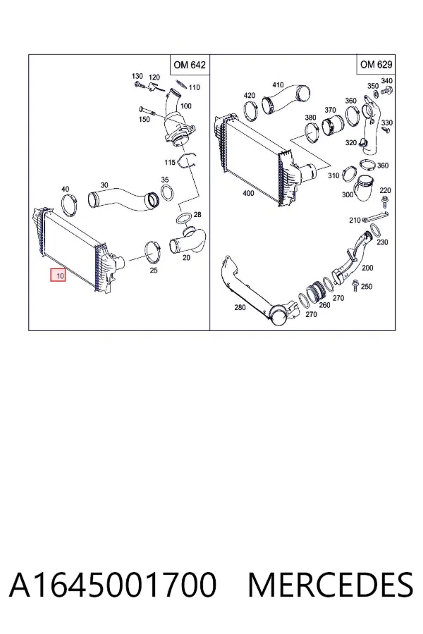 Intercooler A1645001700 Mercedes