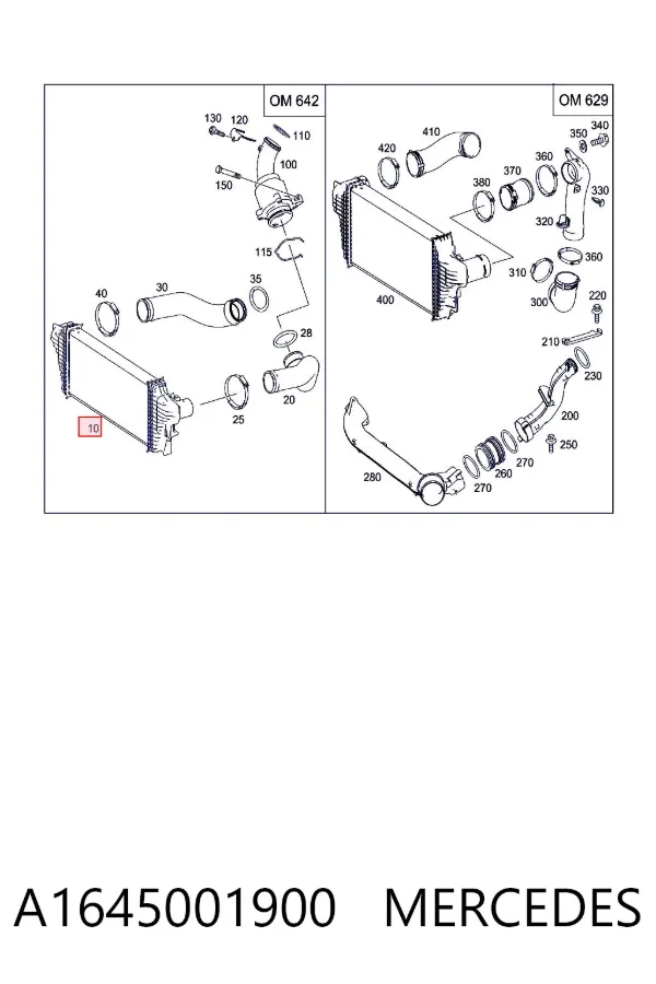 Intercooler A1645001900 Mercedes