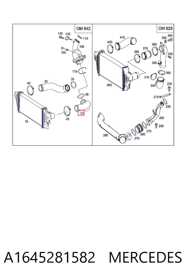 Tubo intercooler A1645281582 Mercedes