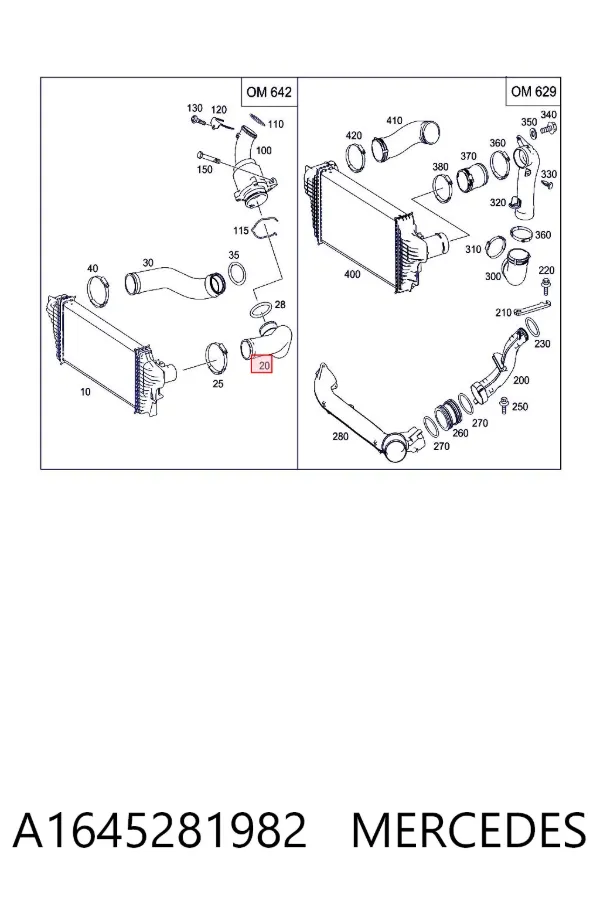 Tubo intercooler A1645281982 Mercedes