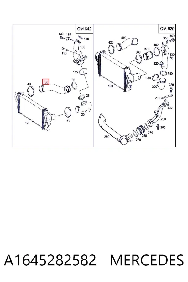Tubo intercooler A1645282582 Mercedes