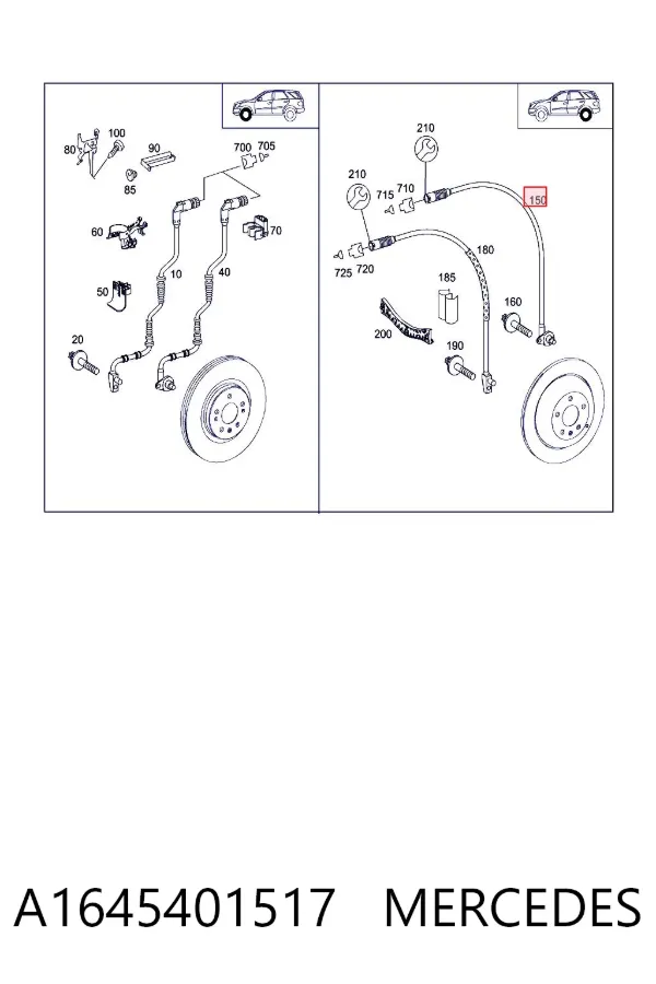 Sensor ABS trasero A1645401517 Mercedes