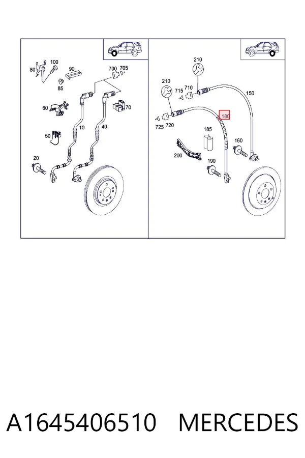 Sensor de desgaste de pastillas de freno trasero A1645406510 Mercedes
