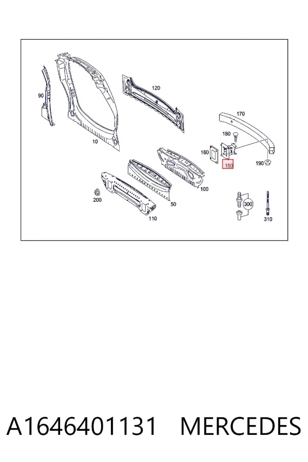 Soporte del refuerzo del parachoques trasero A1646401131 Mercedes
