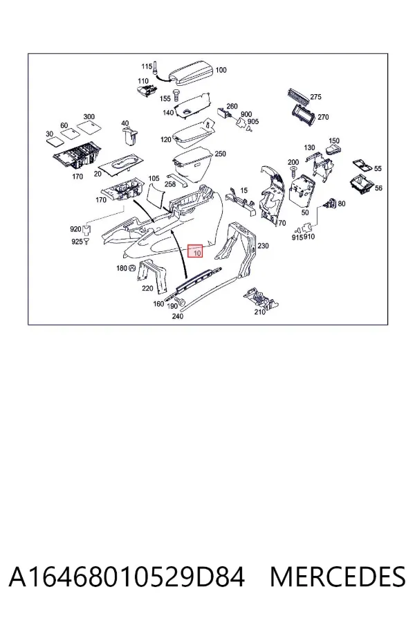 Consola central del panel de control A16468010529D84 Mercedes