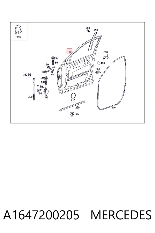 Puerta delantera derecha A1647200205 Mercedes