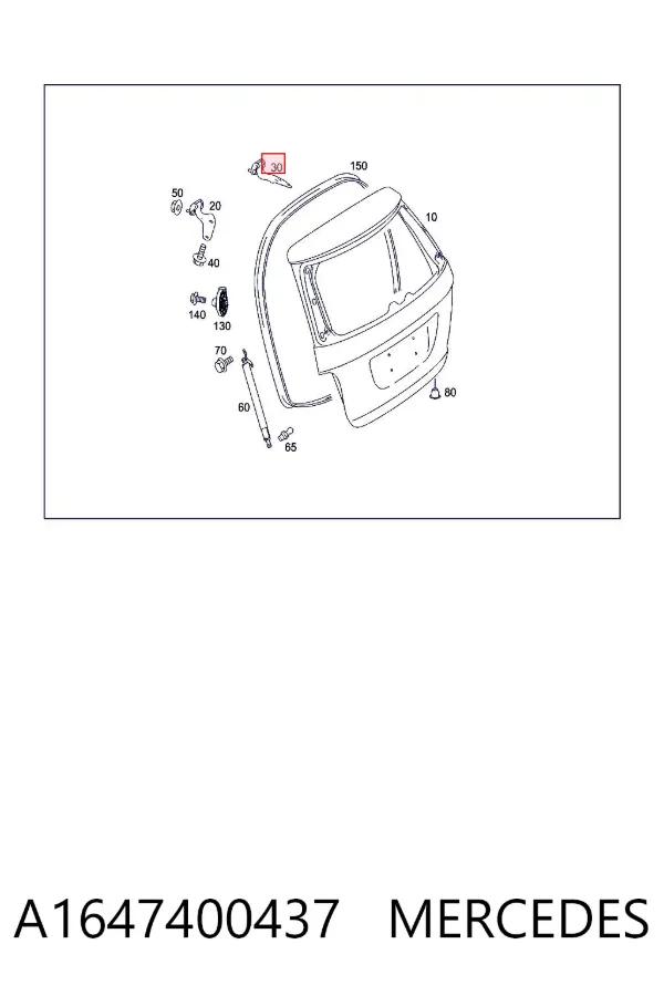 Bisagra de puerta trasera A1647400437 Mercedes