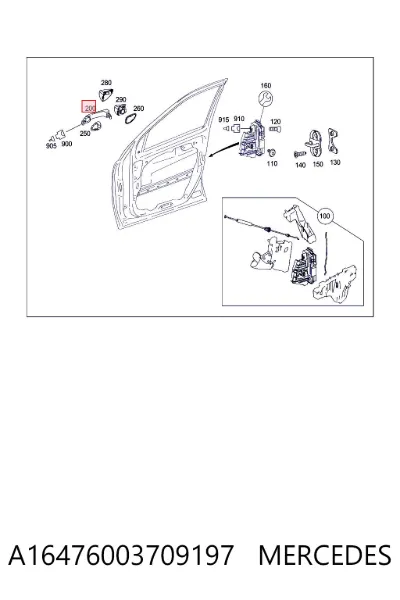 Manija exterior de puerta izquierda delantera/trasera MERCEDES A16476003709197