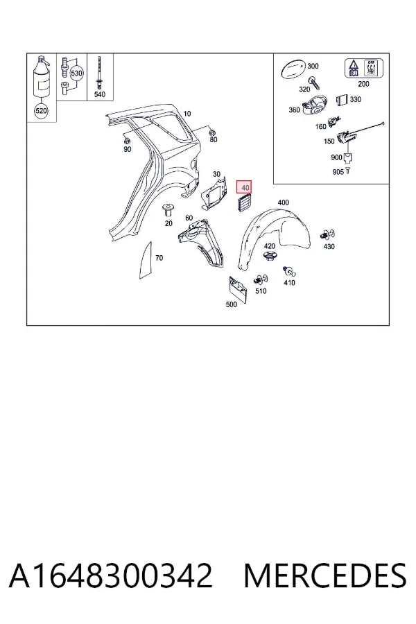 Tapa exterior de la gasolina A1648300342 Mercedes
