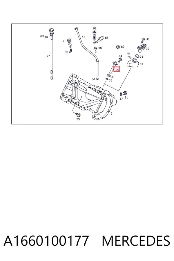 Guía de la varilla de nivel de aceite del motor A1660100177 Mercedes