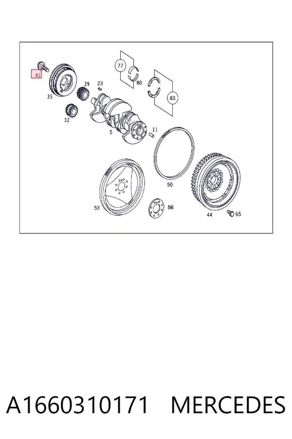 Perno de la polea del cigüeñal A1660310171 Mercedes