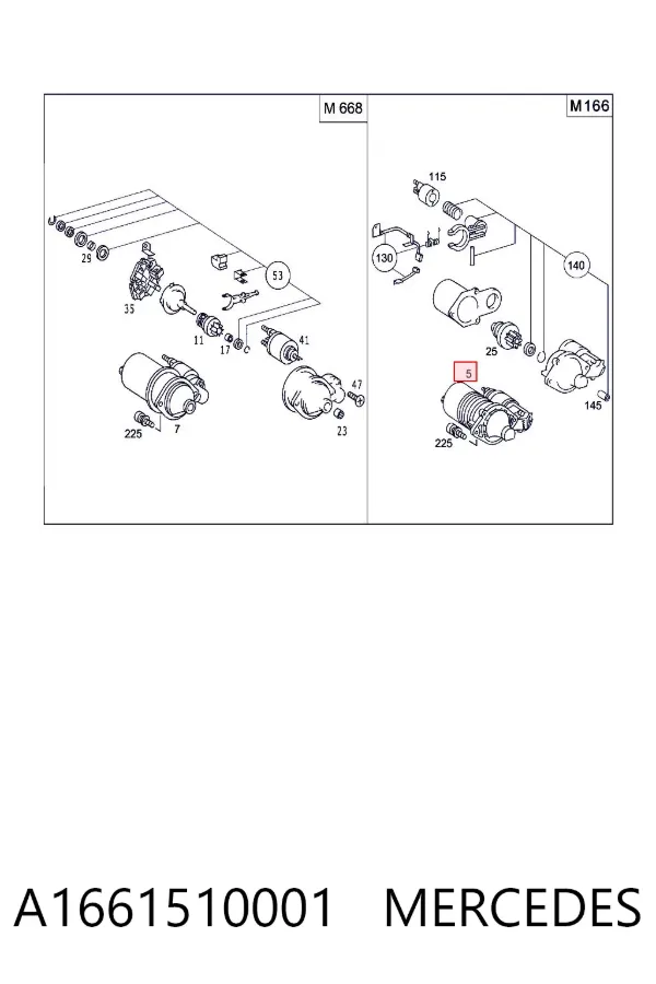 Motor de arranque A1661510001 Mercedes