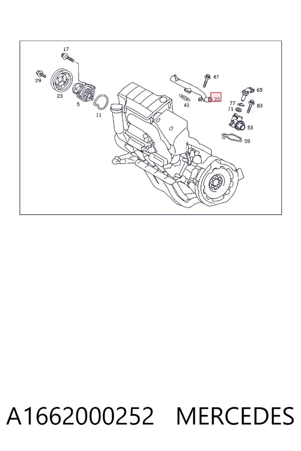 Manguera de calefacción, retorno A1662000252 Mercedes