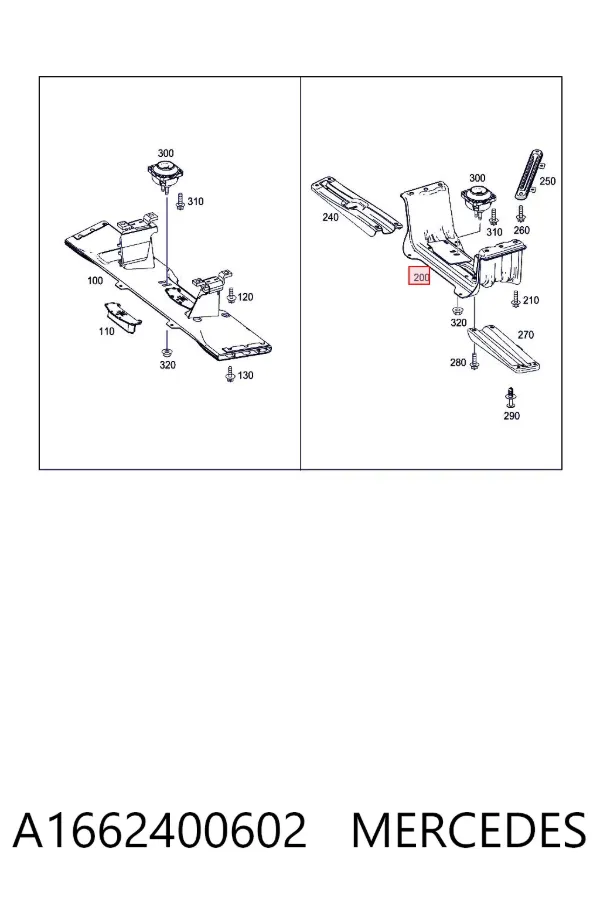 Soporte de la caja de cambios A1662400602 Mercedes