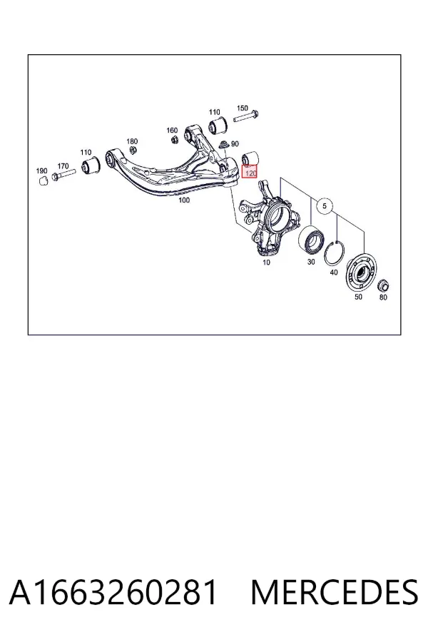 Buje del brazo inferior trasero A1663260281 Mercedes