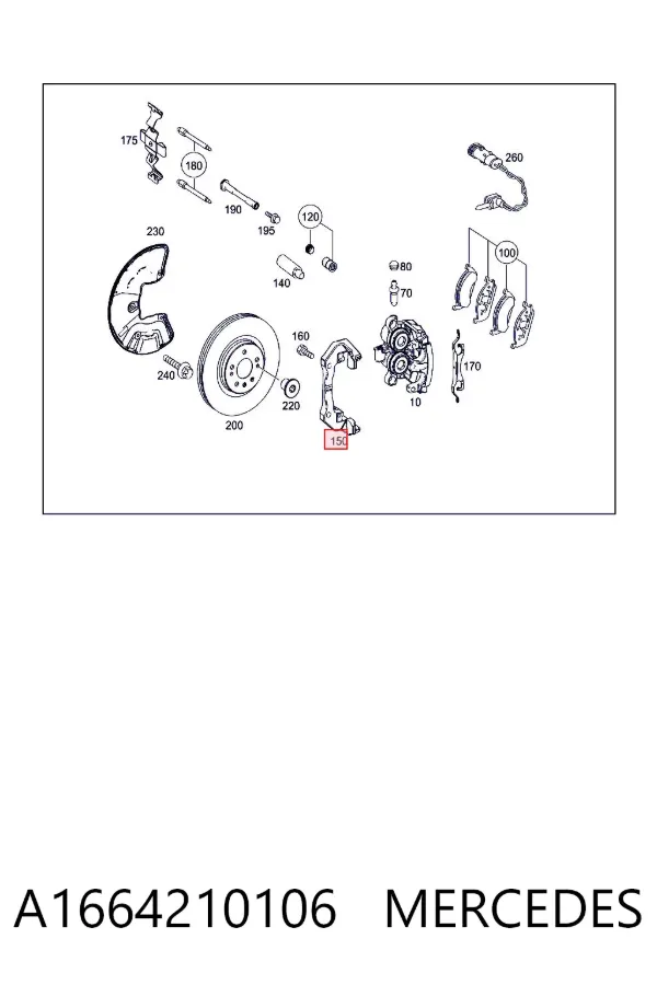 Soporte de la pinza de freno delantera A1664210106 Mercedes