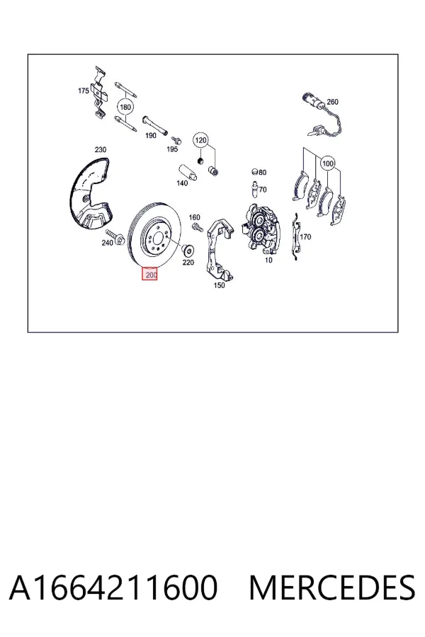 Disco de freno A1664211600 Mercedes