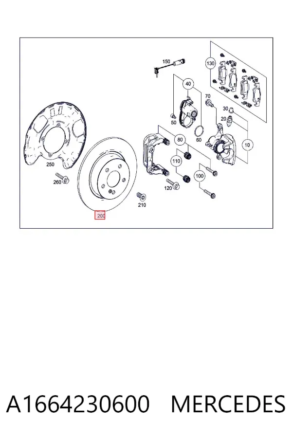 Disco de freno trasero A1664230600 Mercedes