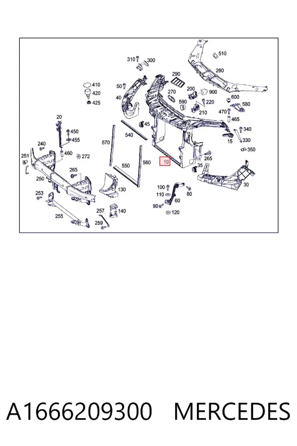 Soporte de radiador A1666209300 Mercedes