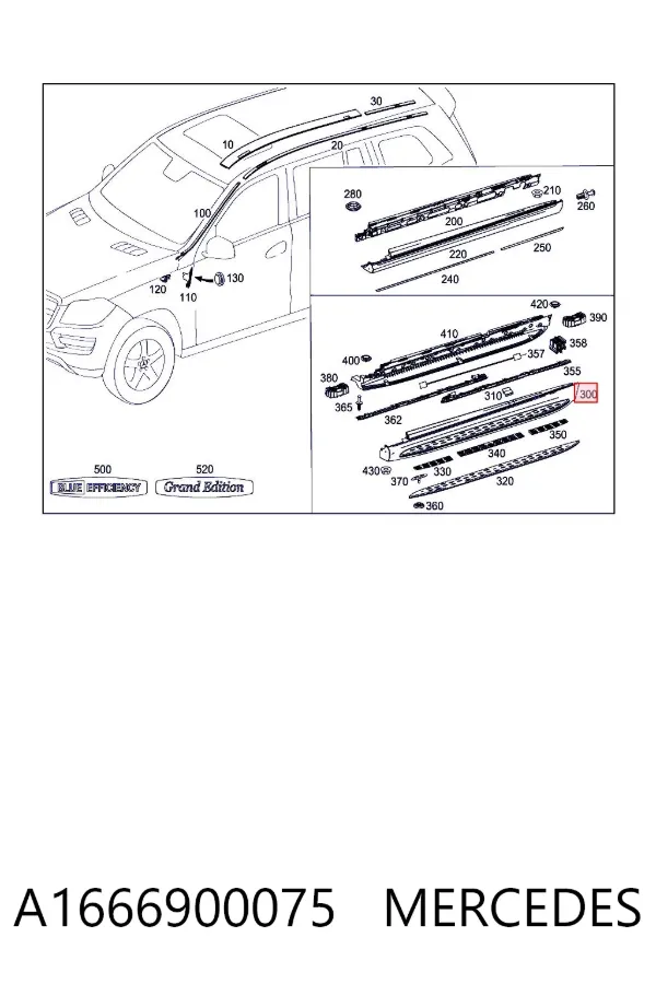 Estribo izquierdo A1666900075 Mercedes